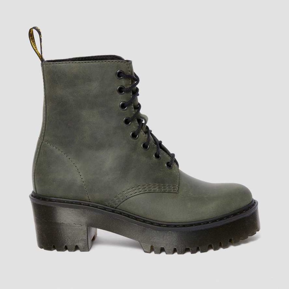 New Dr Martens Shriver Hi Leather Lace-up Boot - grey moldova - size 8